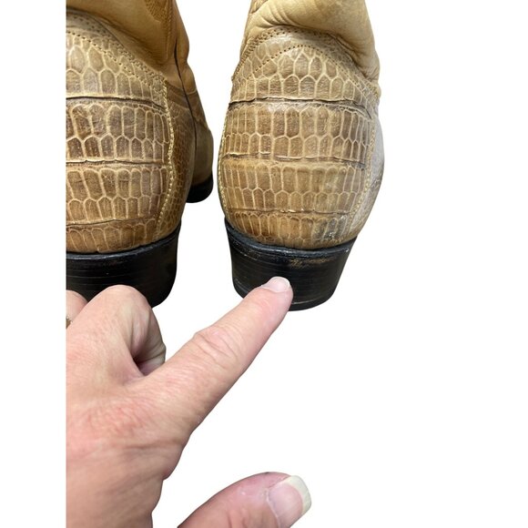 Jaca Made In Mexico Mens Beige Leather Western Mid Calf Boots Sz 10.5EE SKU 9511 - Picture 11 of 16